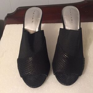 Tahari black mules